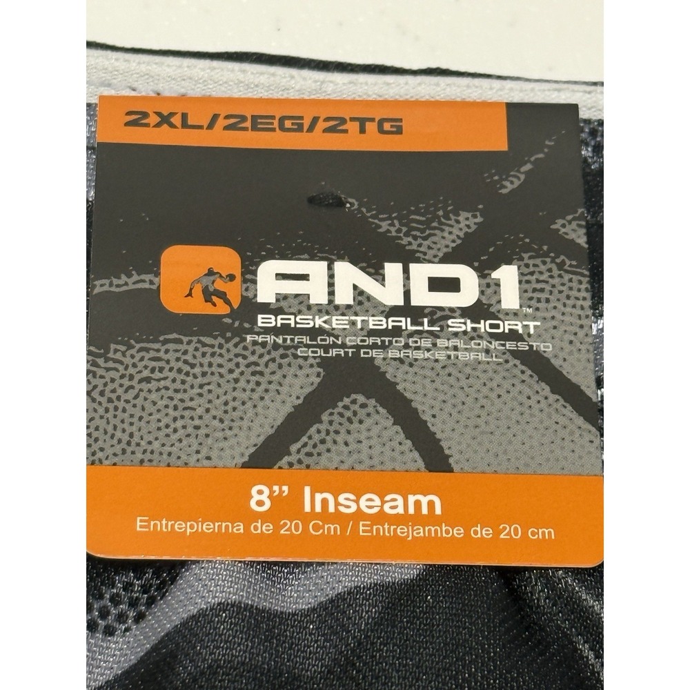 AND1 Men's Offense 8" Basketball Shorts Black and Gray Size 2XL NWT - Picture 6 of 9